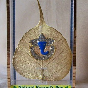Exclusive Gold Plated Natural Leaf Ganesh Color